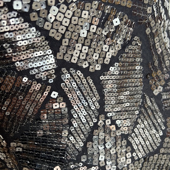 Bebe Black/Silver Sequin Cocktail Mini Dress. Size S. One shoulder. - Picture 3 of 5